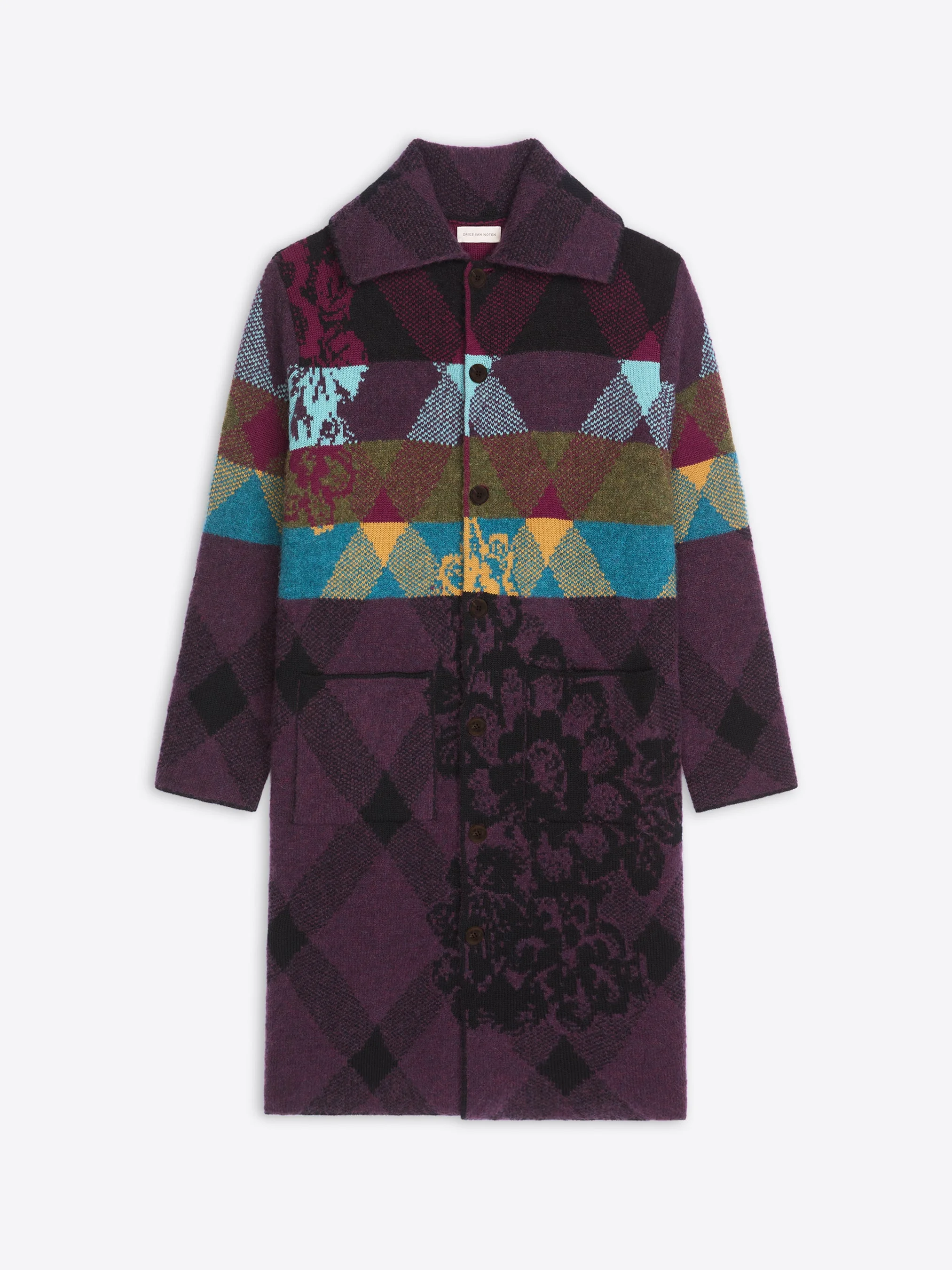 PATCHWORK WOOL CARDIGAN - 1