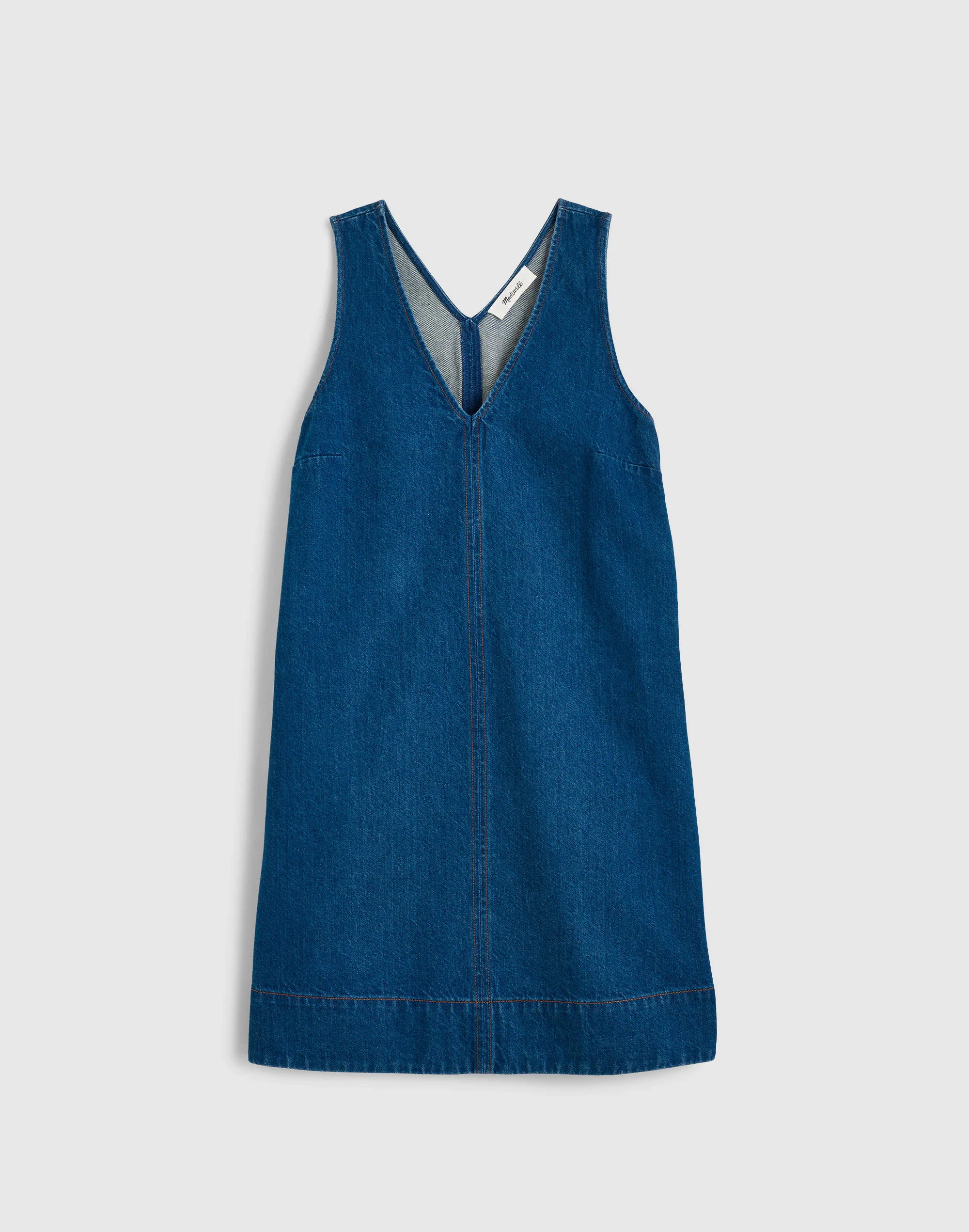 Denim V-Neck Sleeveless Mini Dress - 1