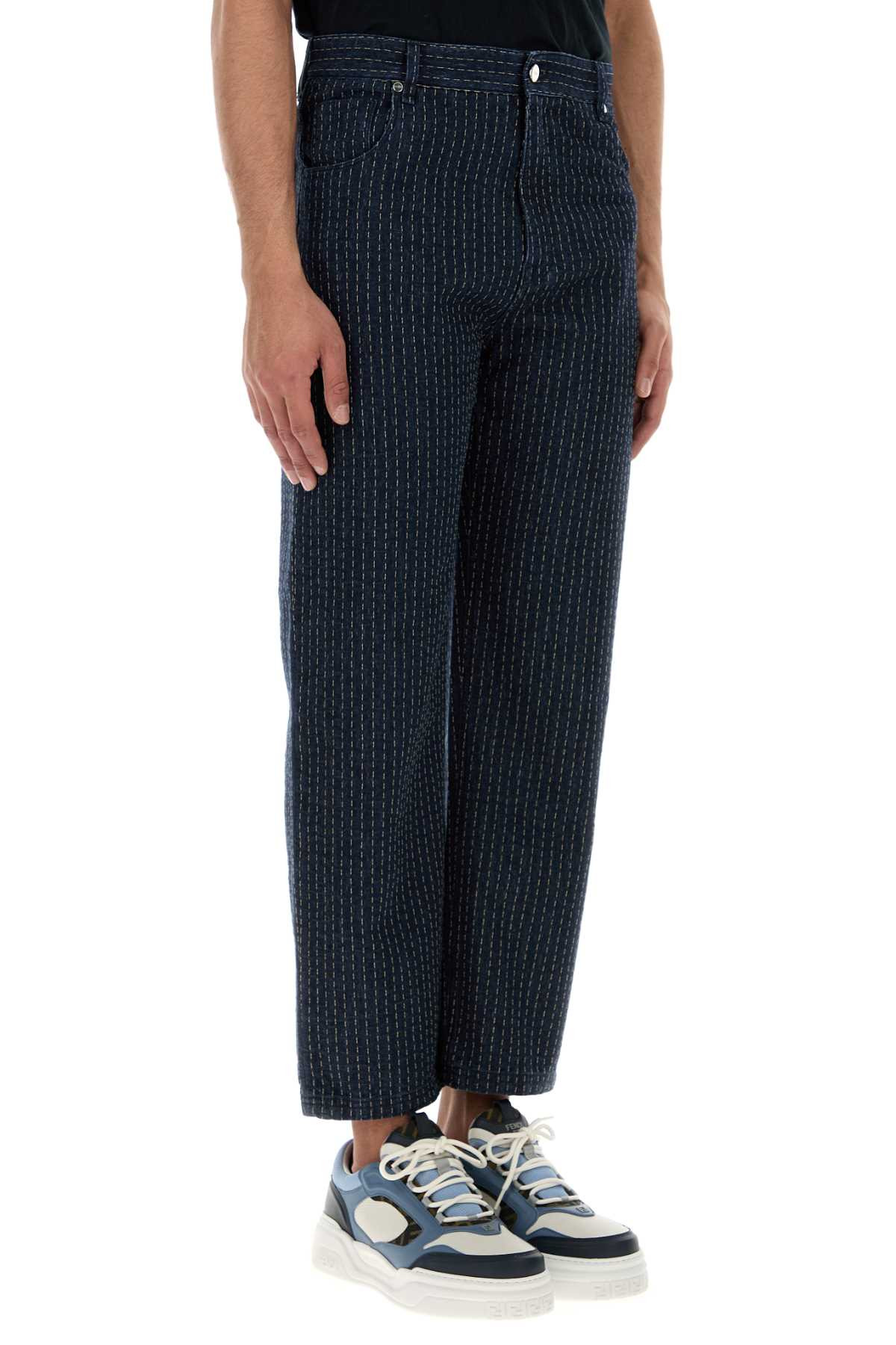 Fendi Men Embroidered Stretch Denim Jeans - 3