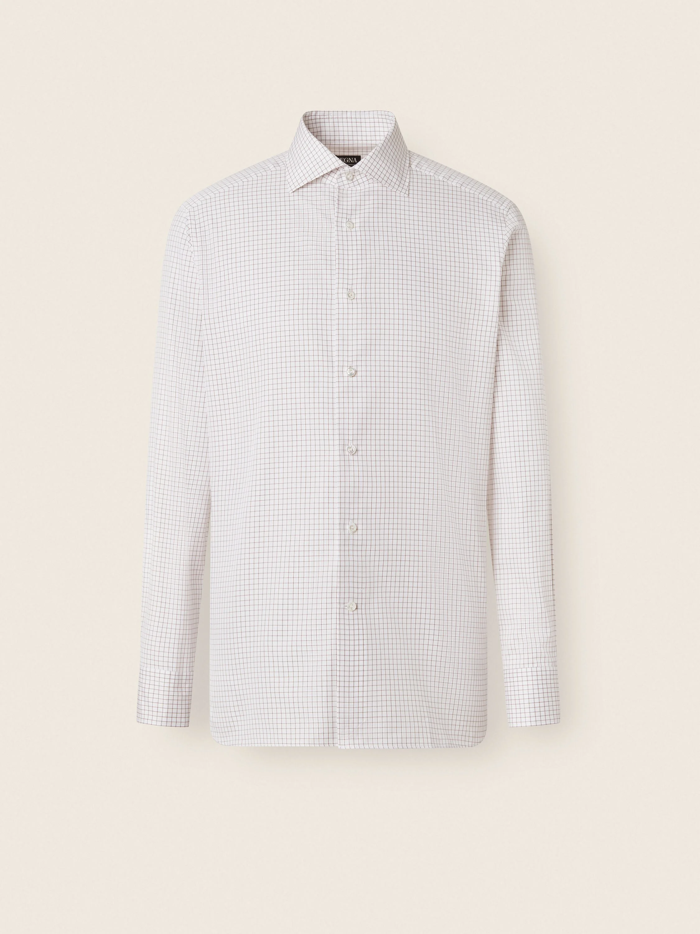 WHITE AND DARK GREY CHECKED COTTON SHIRT - 1