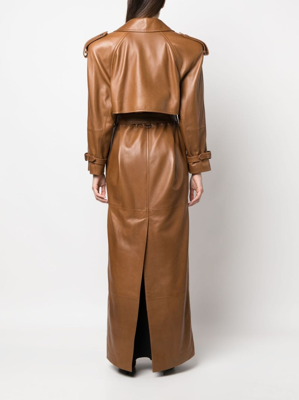 long leather trench coat - 4