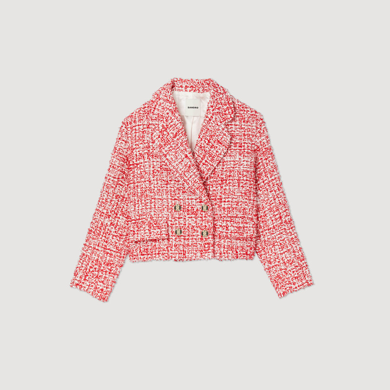 double-breasted tweed jacket - 1