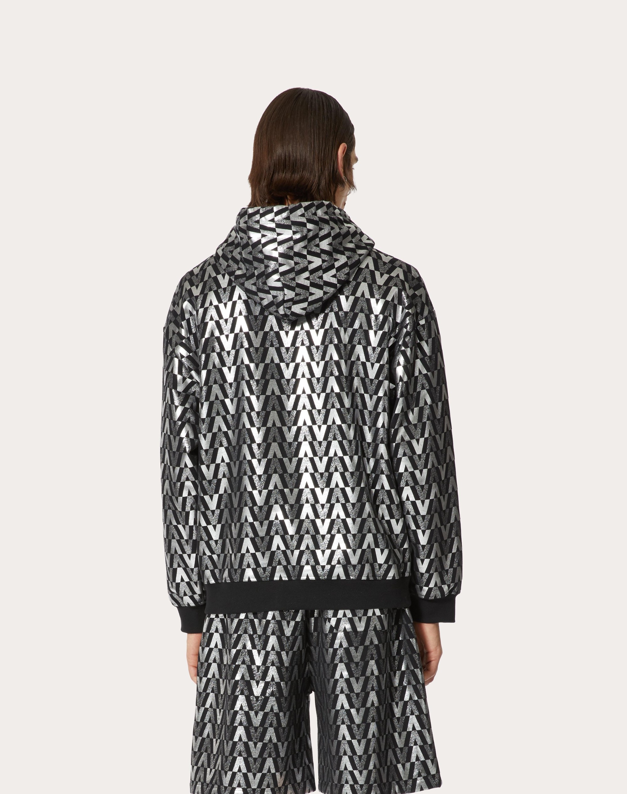SWEATSHIRT WITH SILVER OPTICAL VALENTINO PRINT - 4