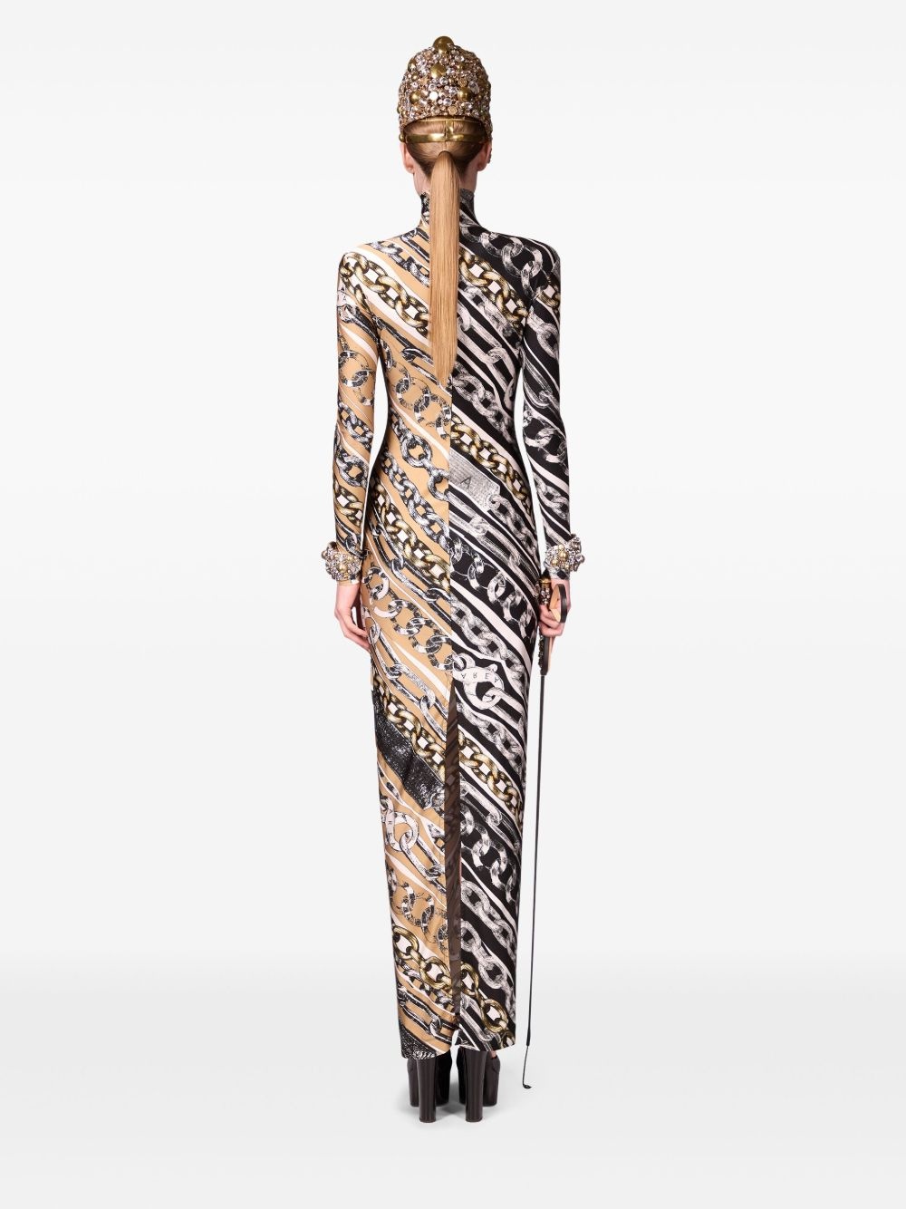 chain link-print dress - 4