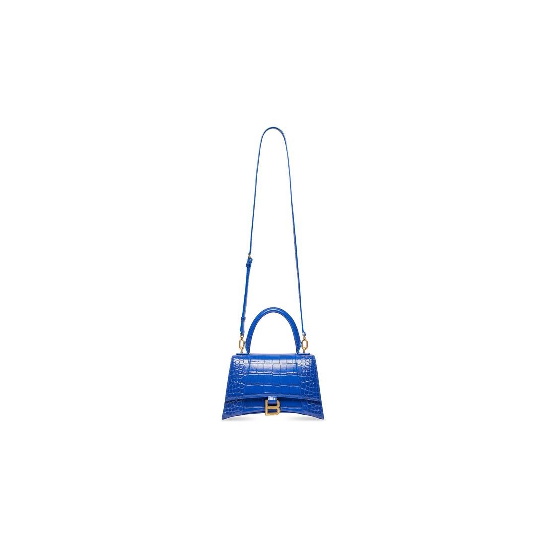 Women's Hourglass Small Handbag Crocodile Embossed  in Electric Blue - 9