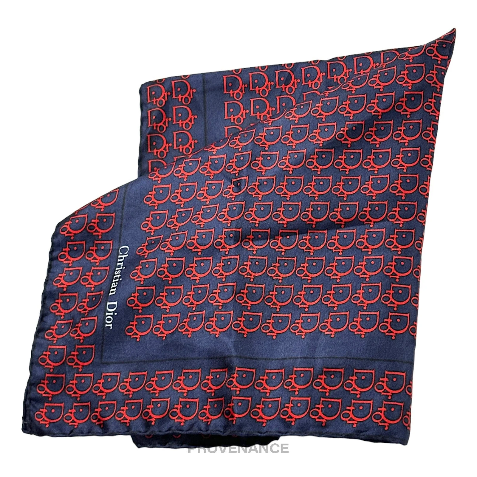 Christian Dior Trotter Monogram Silk Scarf - Navy Red - 1