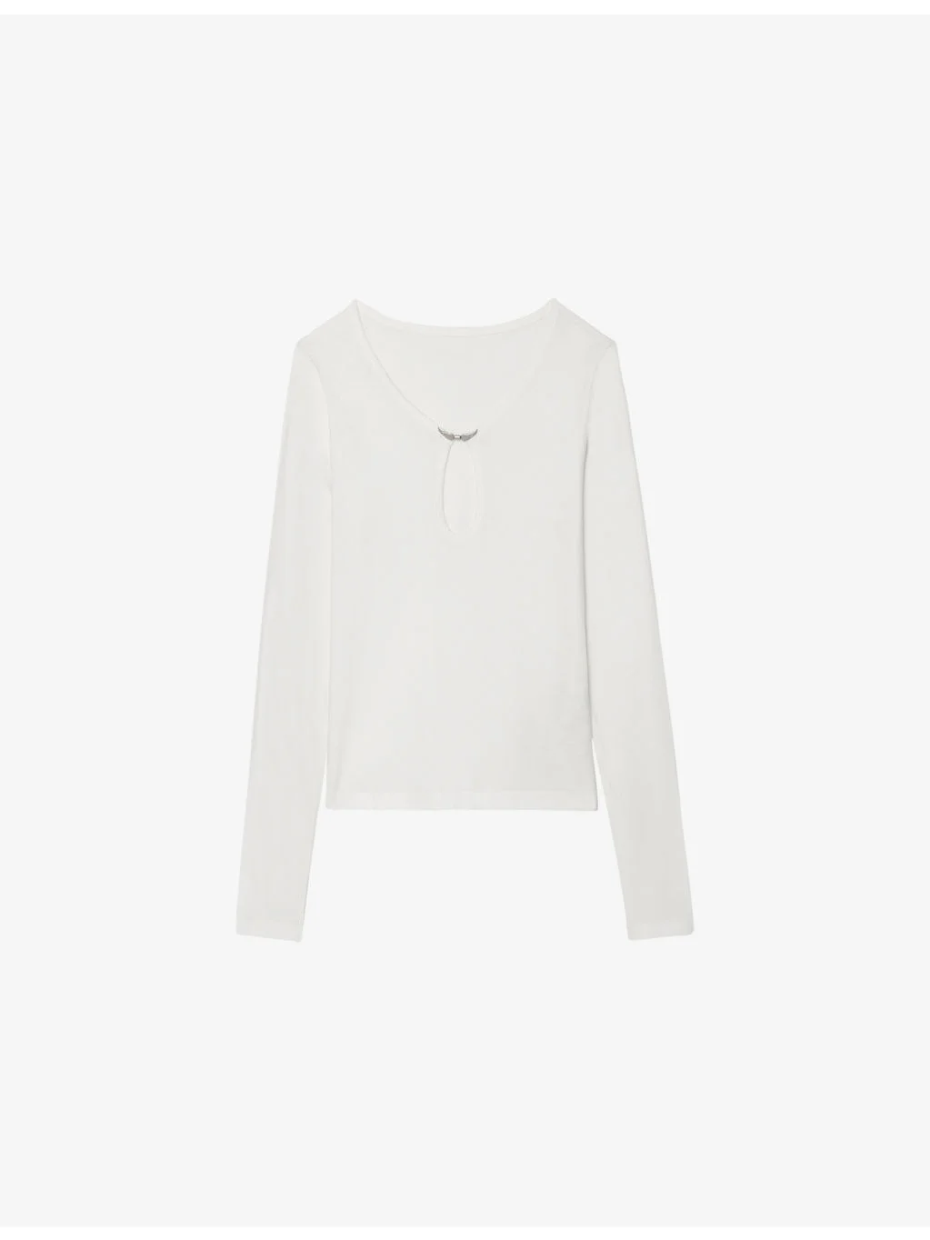 Tina Branded-Brooch Cotton-Jersey Top - 1