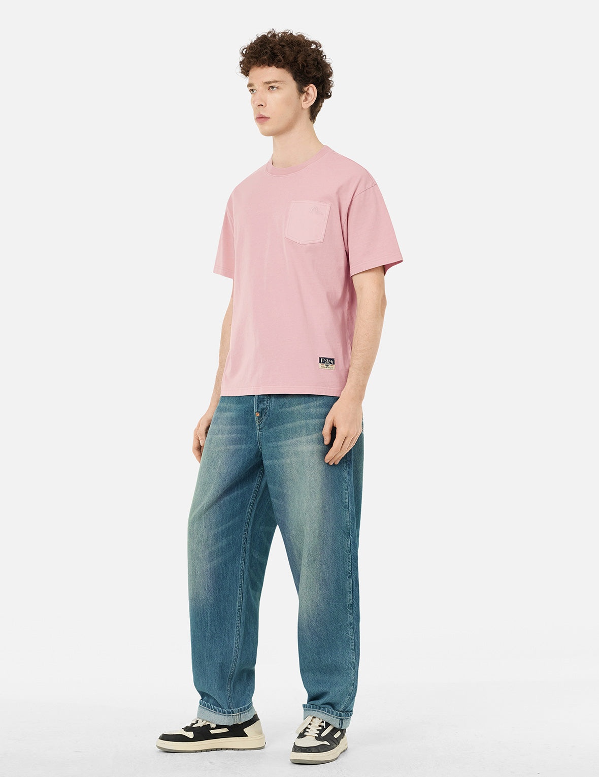 Seagull Embroidery Stitching Pocket Relax Fit T-Shirt - 3