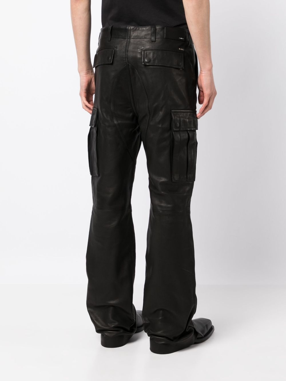 logo-plaque polished-finish trousers - 4