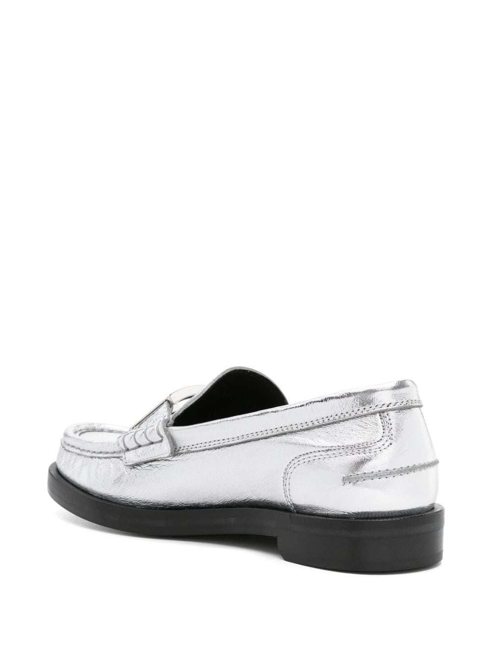 Baguette metallic leather loafers - 3