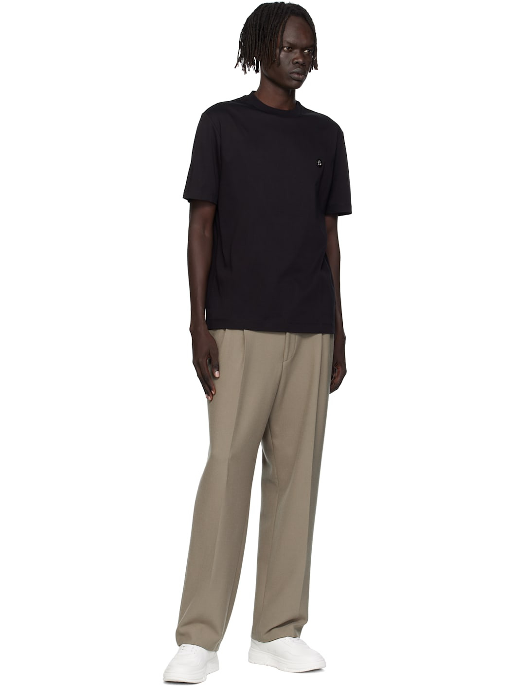 Taupe Relaxed-Fit Double Pleat Trousers - 4