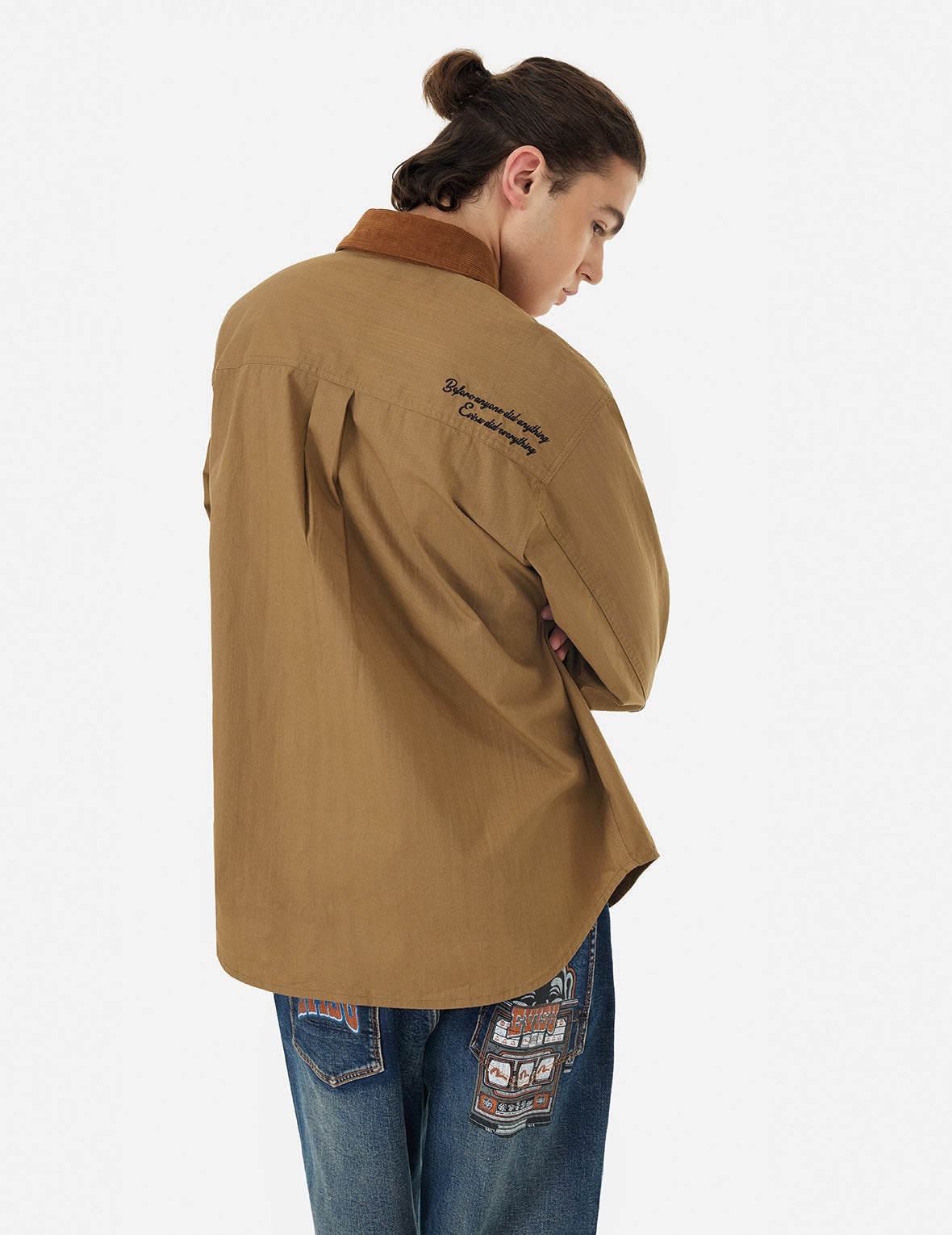 Logo Embroidery and Multi-Pocket Relax Fit Long Sleeve Shirt - 5