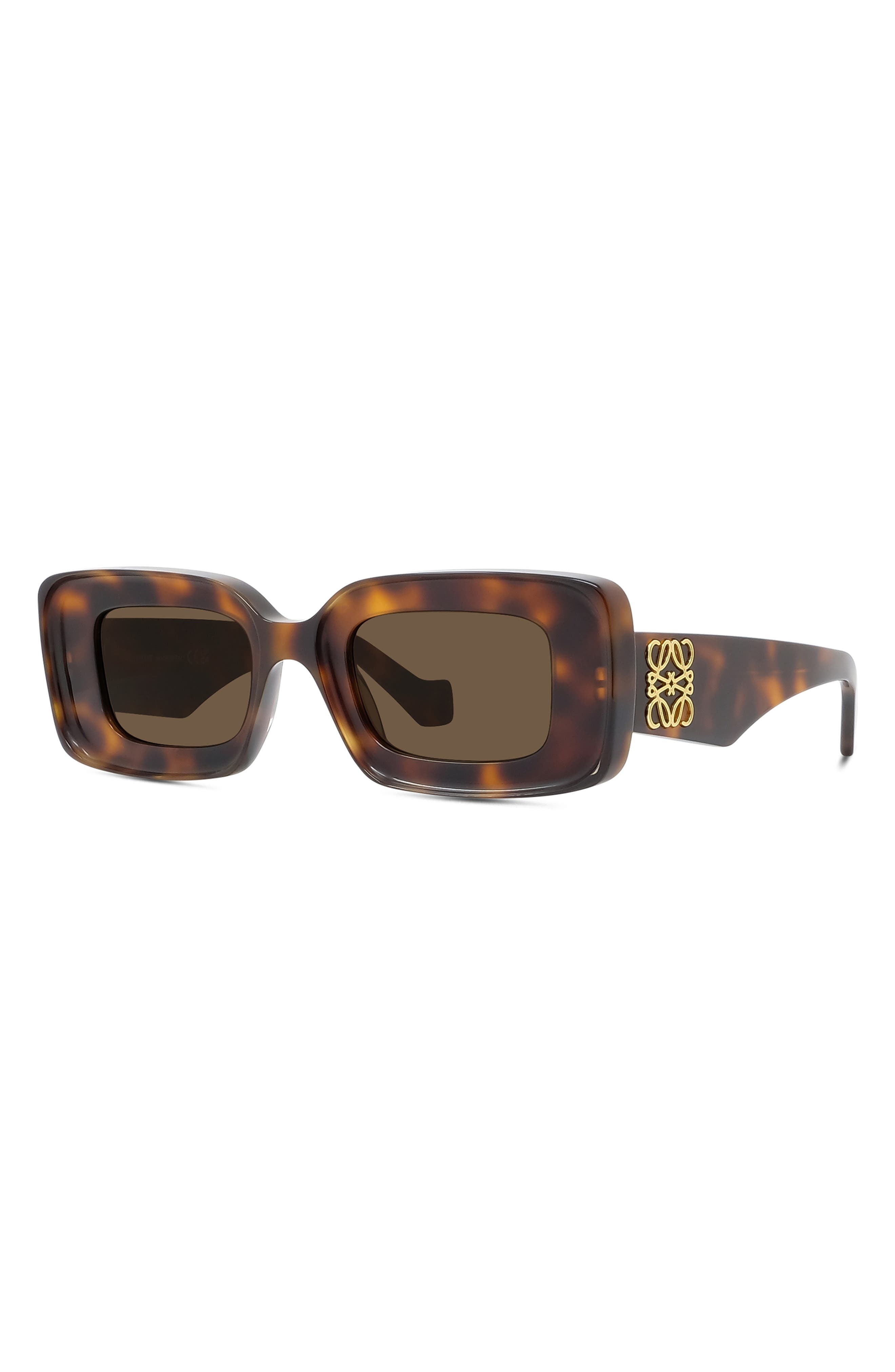 Loewe Chunky Anagram 46mm Rectangular Sunglasses in Dark Havana /Brown at Nordstrom - 2