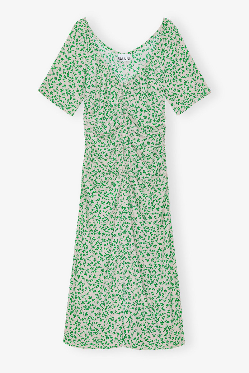 PRINTED CREPE U-NECK MIDI DRESS 1