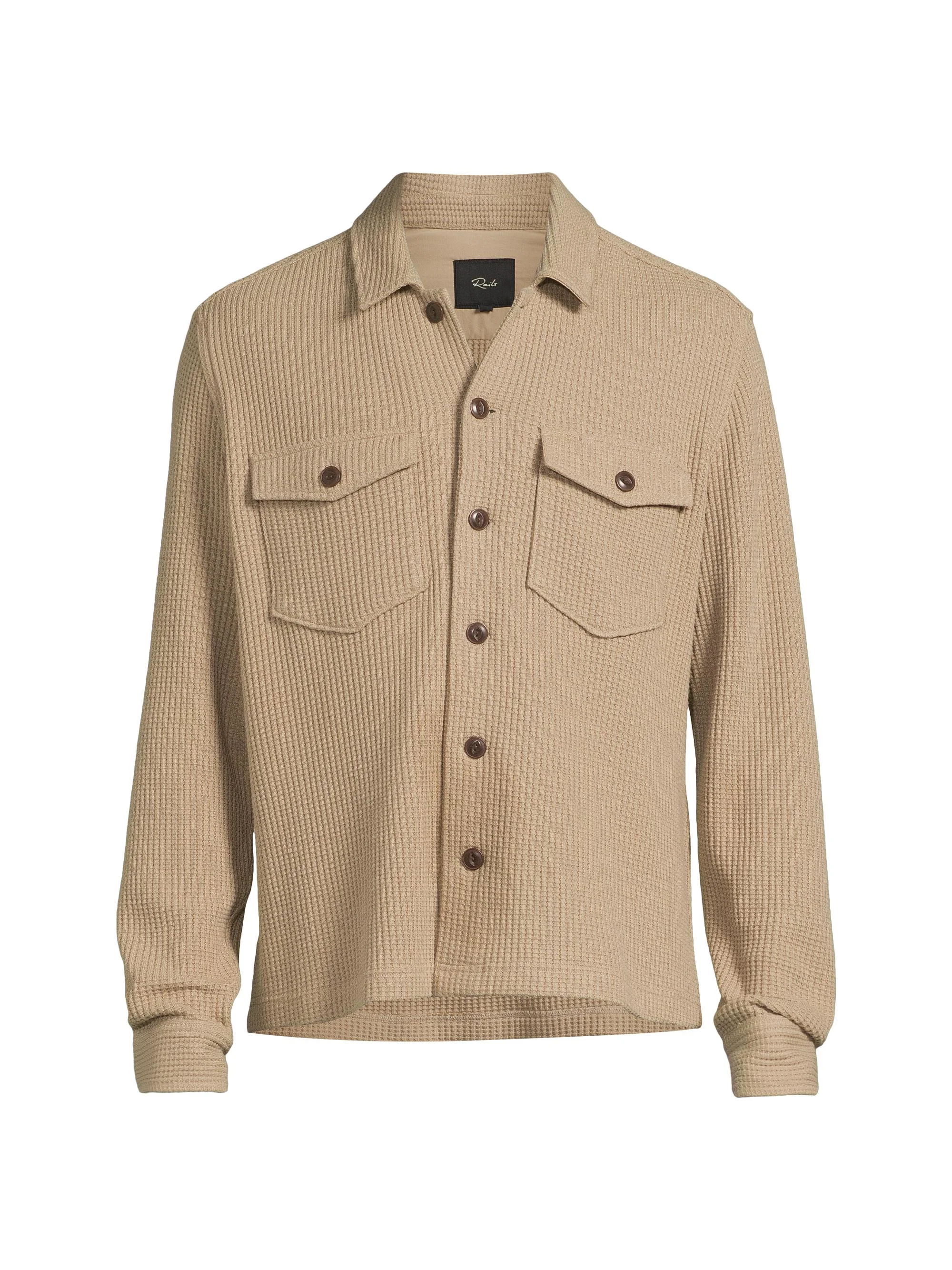 Men's Wells Waffle-Knit Cotton-Blend Shirt - Barley - 1