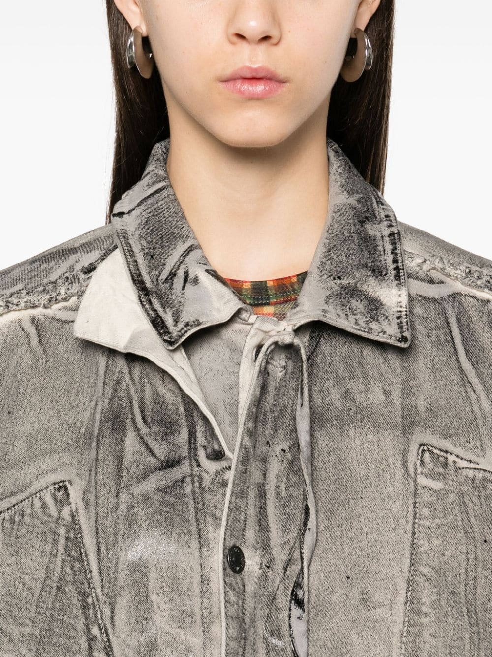 layered denim jacket - 5