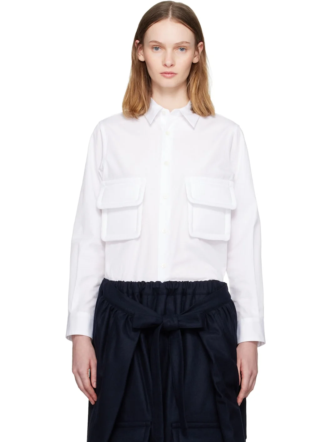 White Double Pocket Shirt - 1
