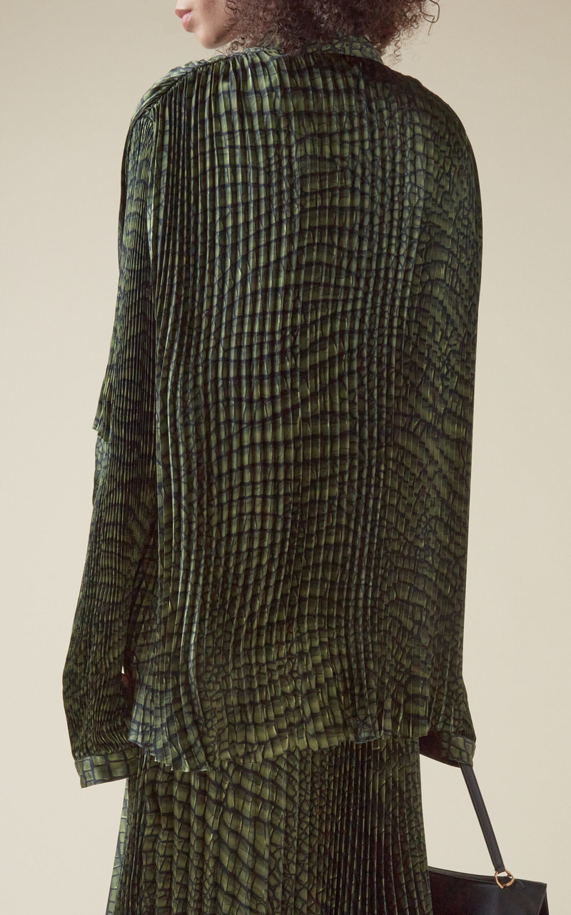 Draped Plissé Crepe Midi Dress green 4