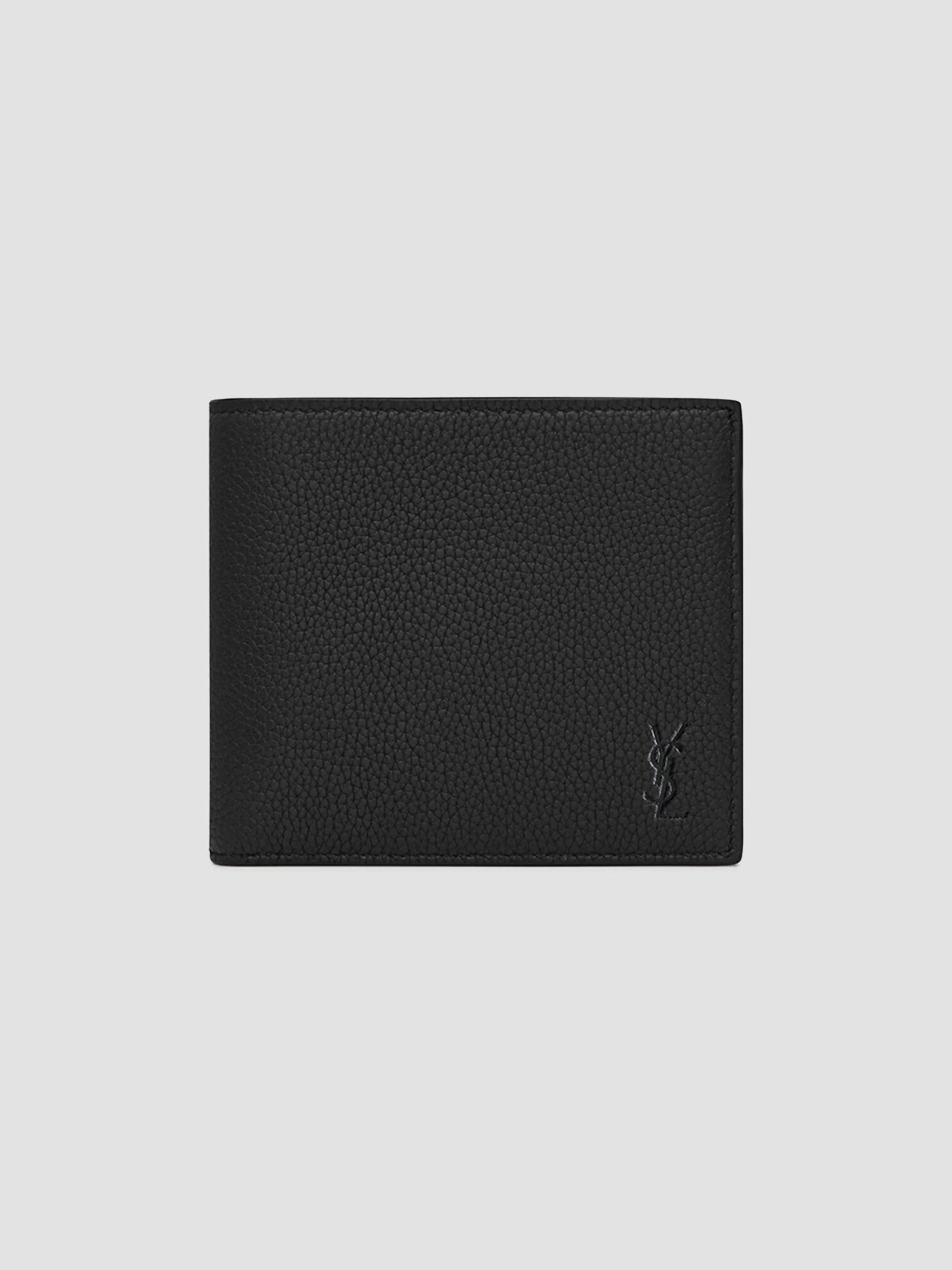 Men's Cassandre Shadow Leather Wallet with Coin Purse - Black - 1