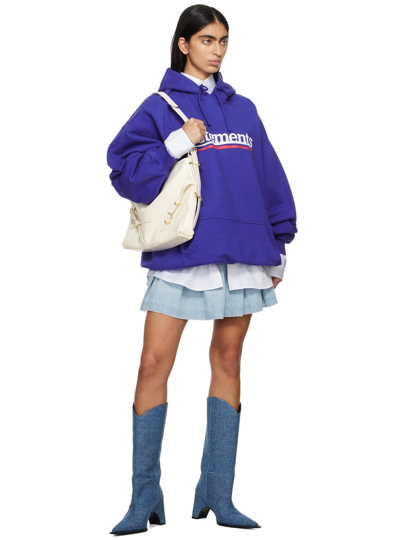 VETEMENTS Blue Pleated Denim Miniskirt outlook