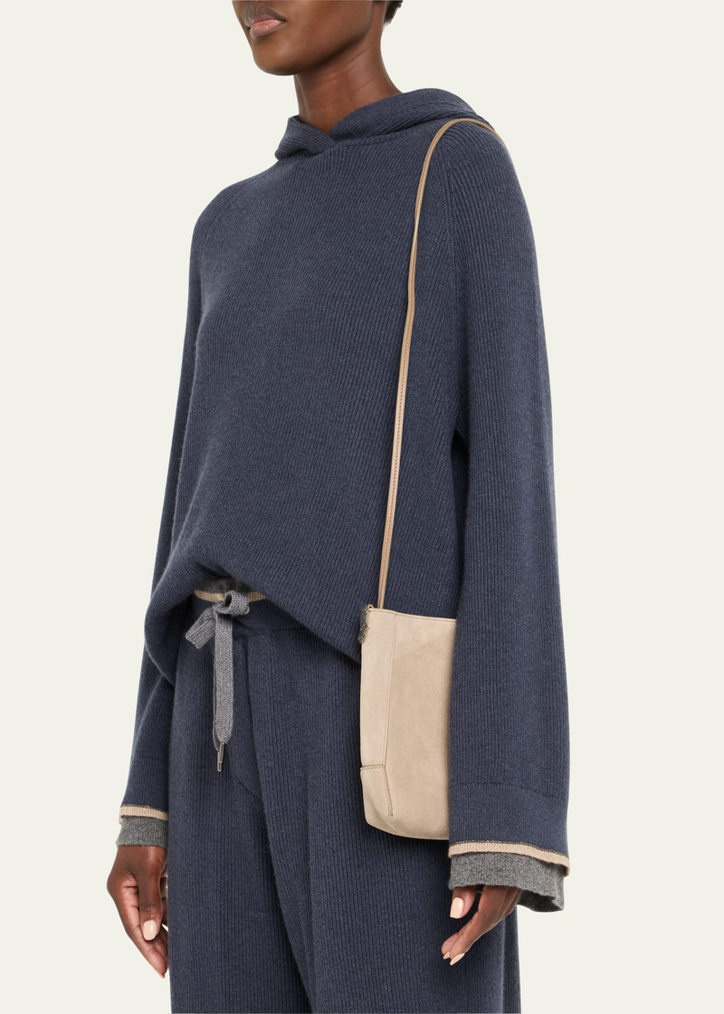 Brunello Cucinelli Suede Phone Crossbody Bag outlook