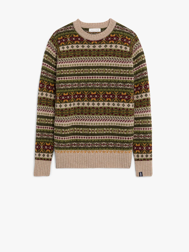 IMPULSE OATMILK WOOL FAIR ISLE CREWNECK SWEATER 1
