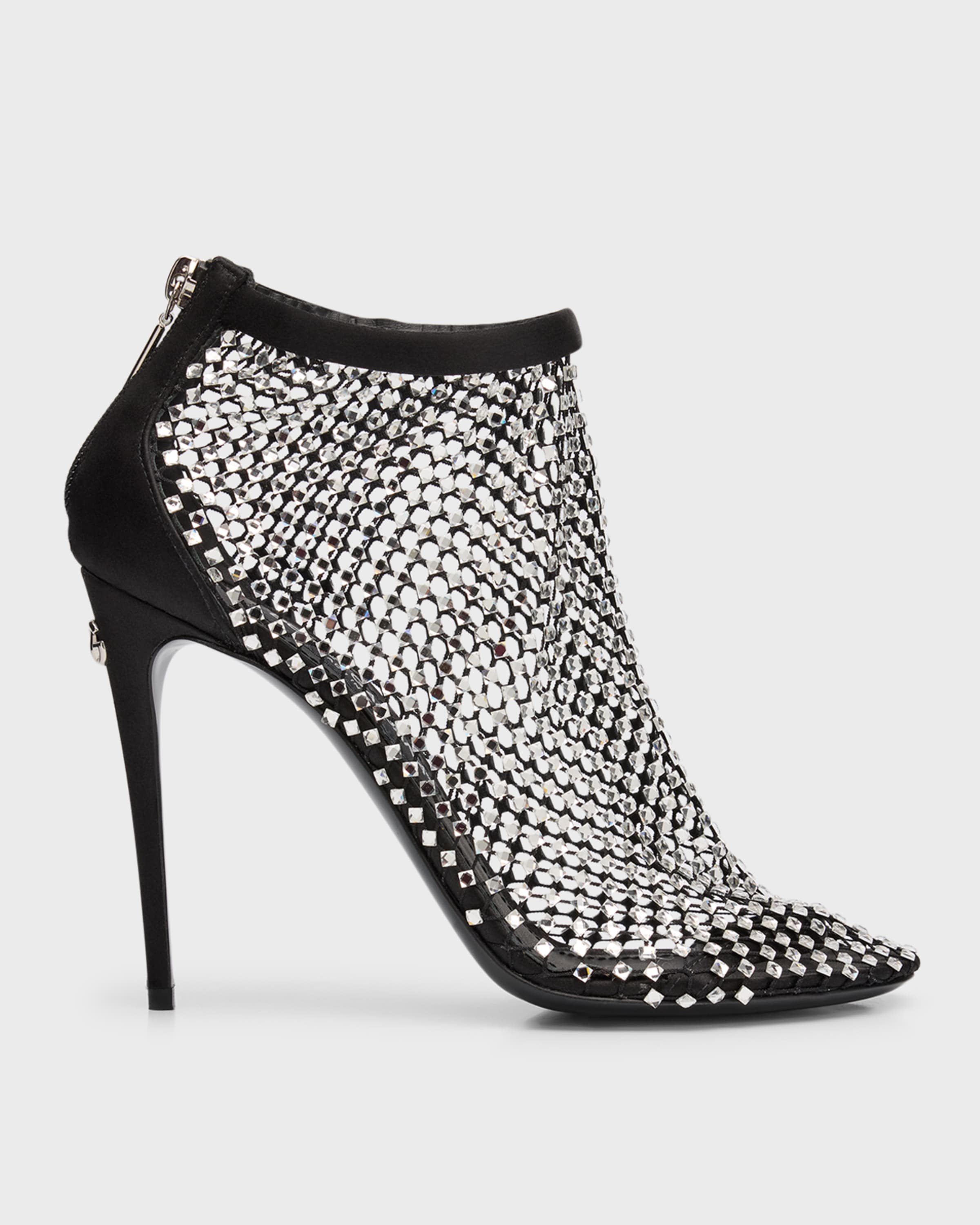 Strass Net Stiletto Booties - 1