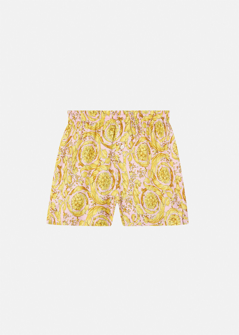 Barocco Print Silk Pajama Shorts 1