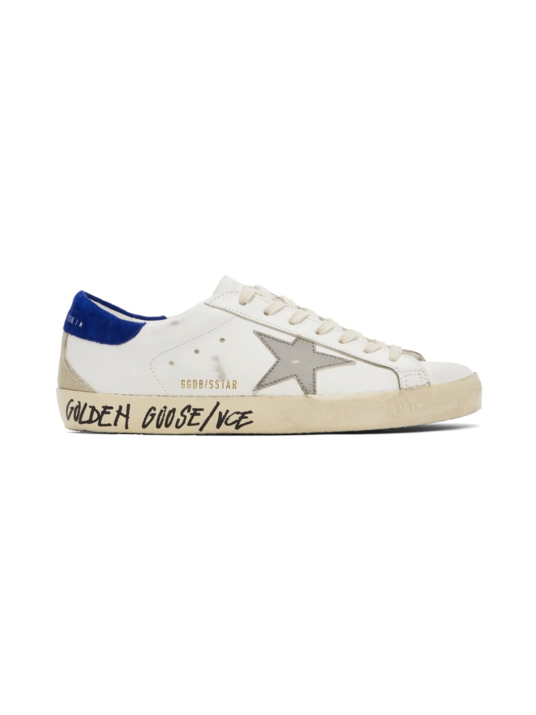 White & Blue Super-Star Classic Sneakers - 1