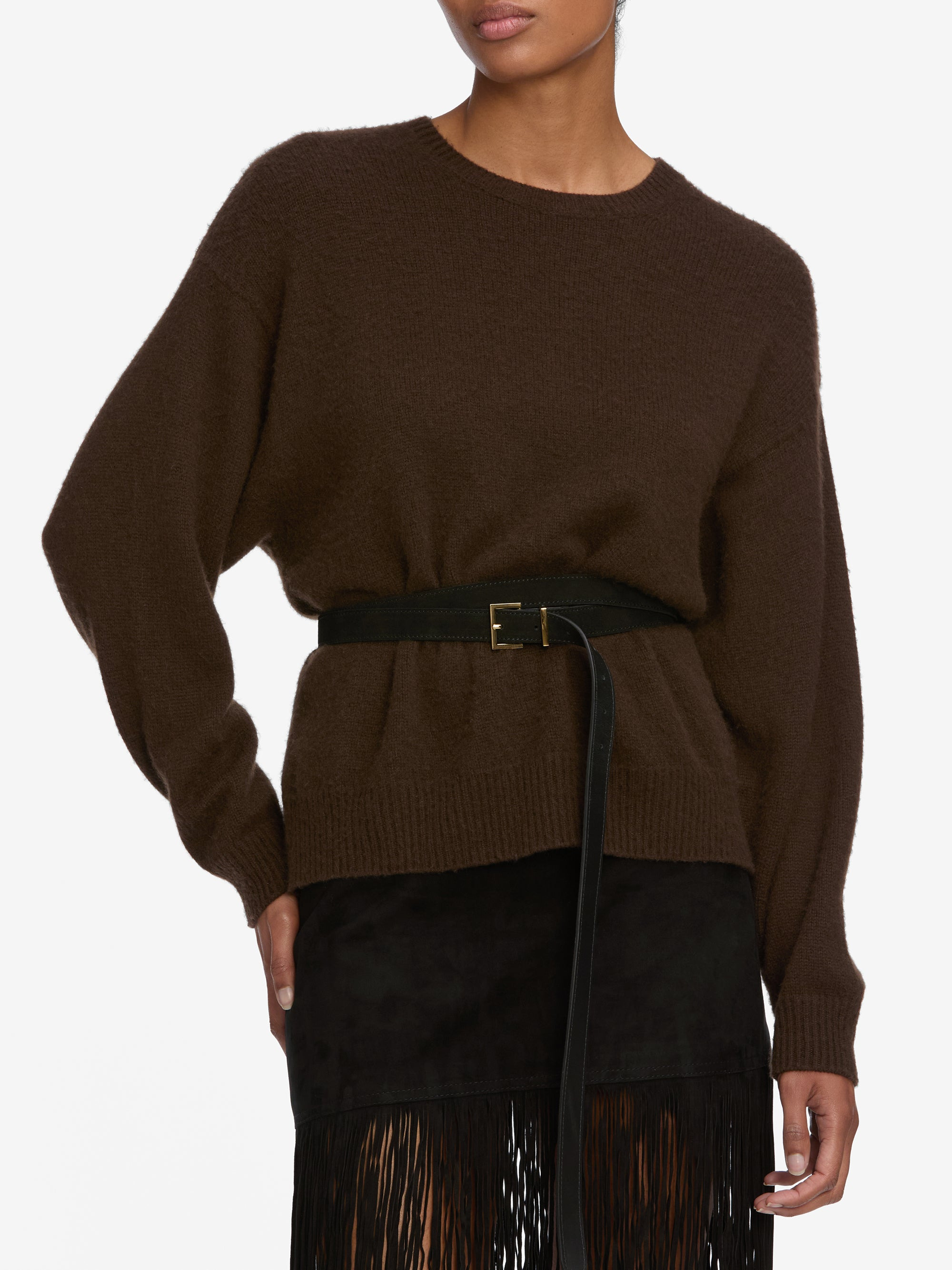 The Cashmere Brushed Sweater in Coffee - 4