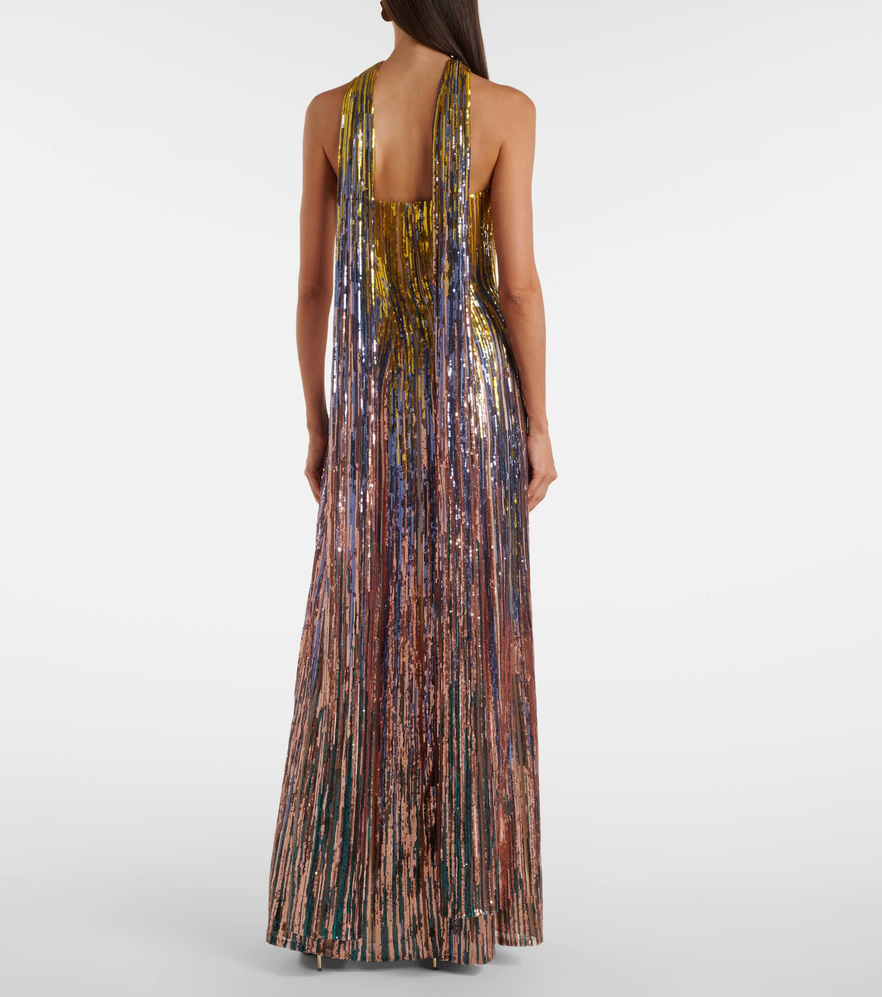 Sequined scarf-detail strapless gown - 3