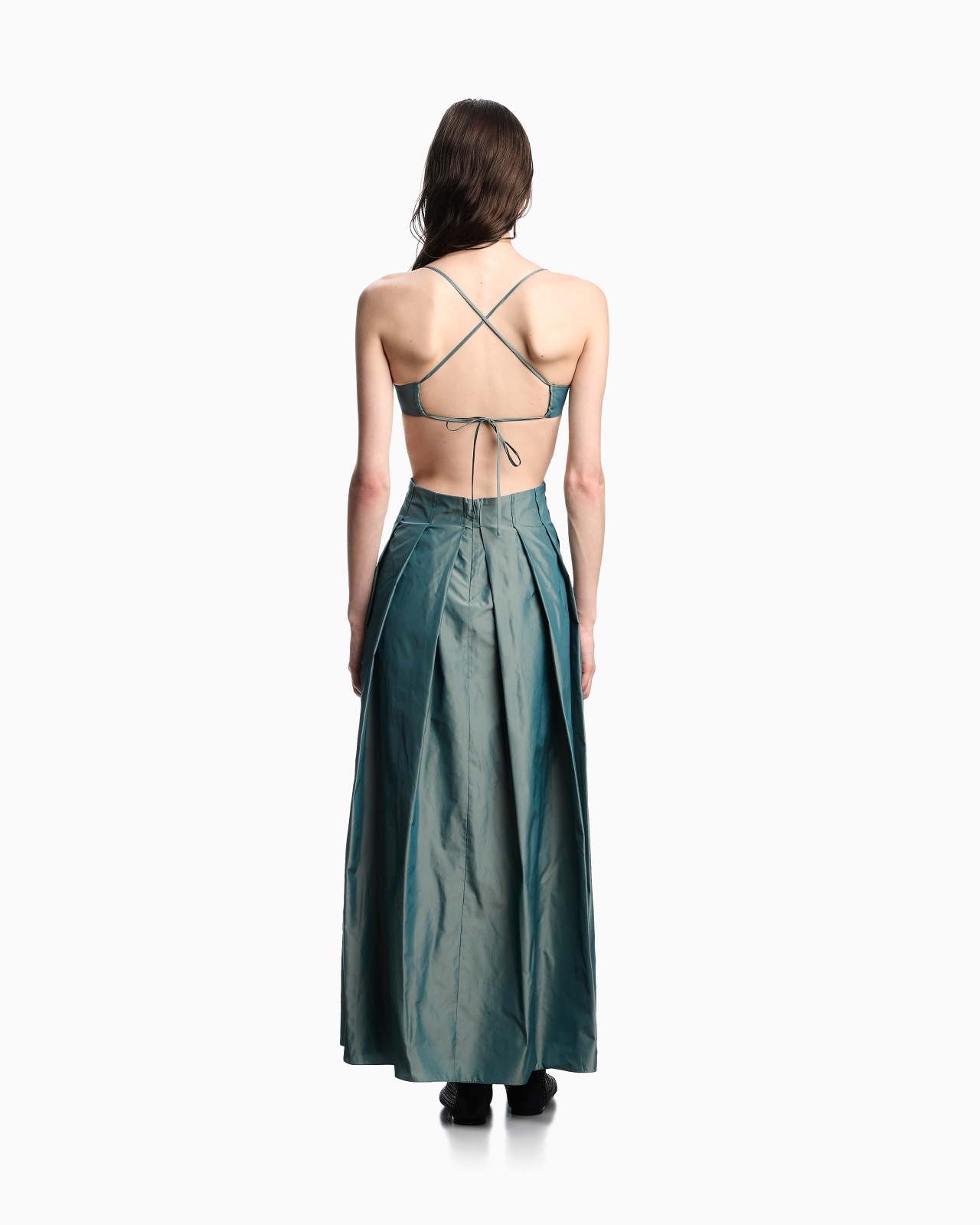 TAFFETA LONG DRESS WITH CUT-OUT DETAIL - 3