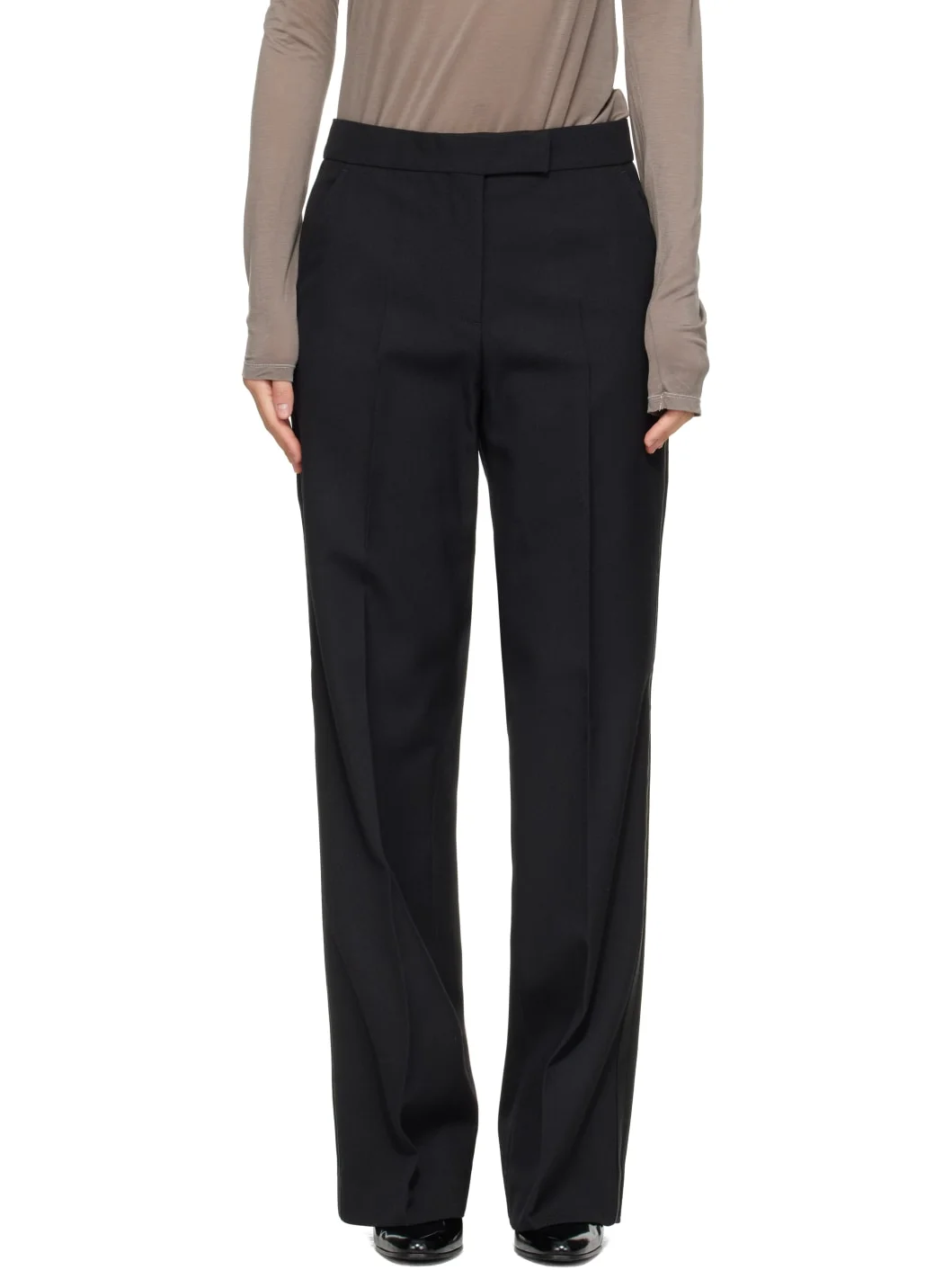 Black Wool Gabardine Trousers - 1