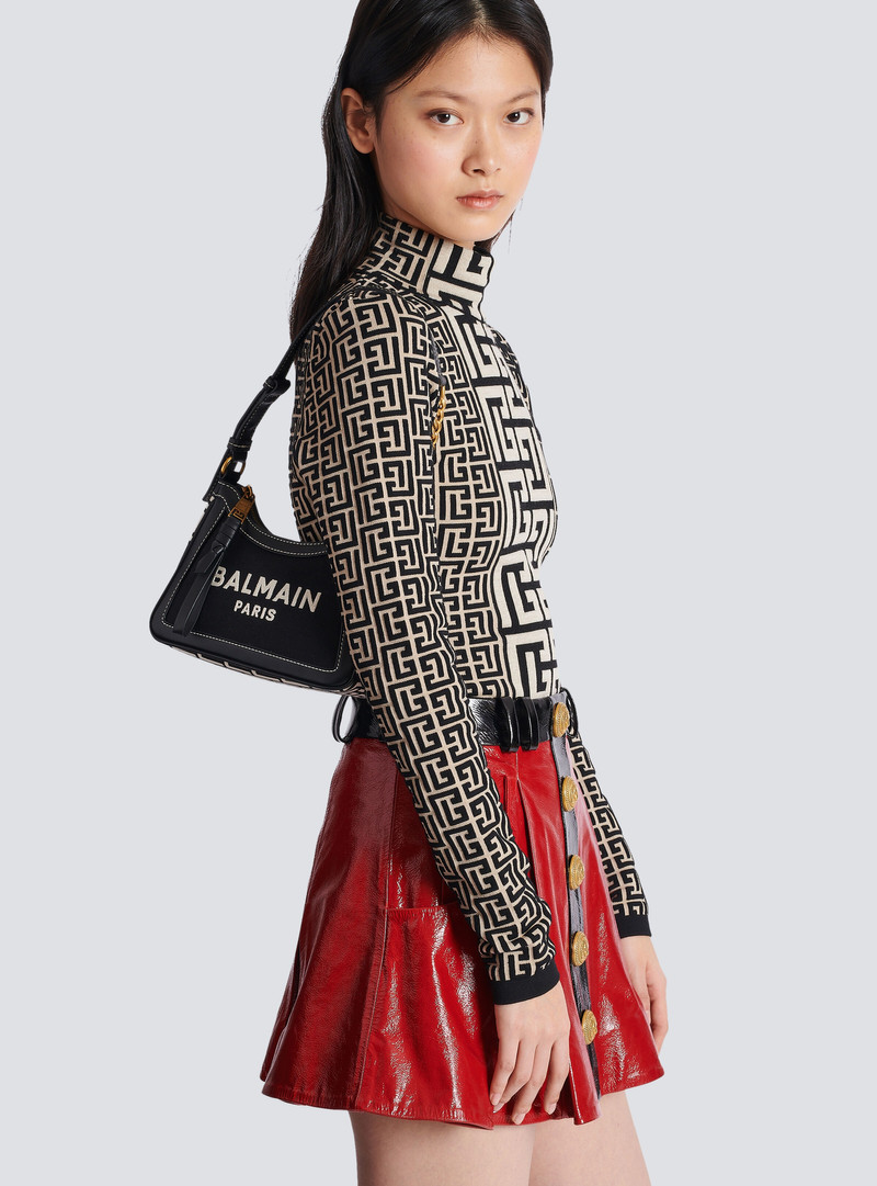 Balmain B-Army monogrammed canvas and smooth leather handbag outlook
