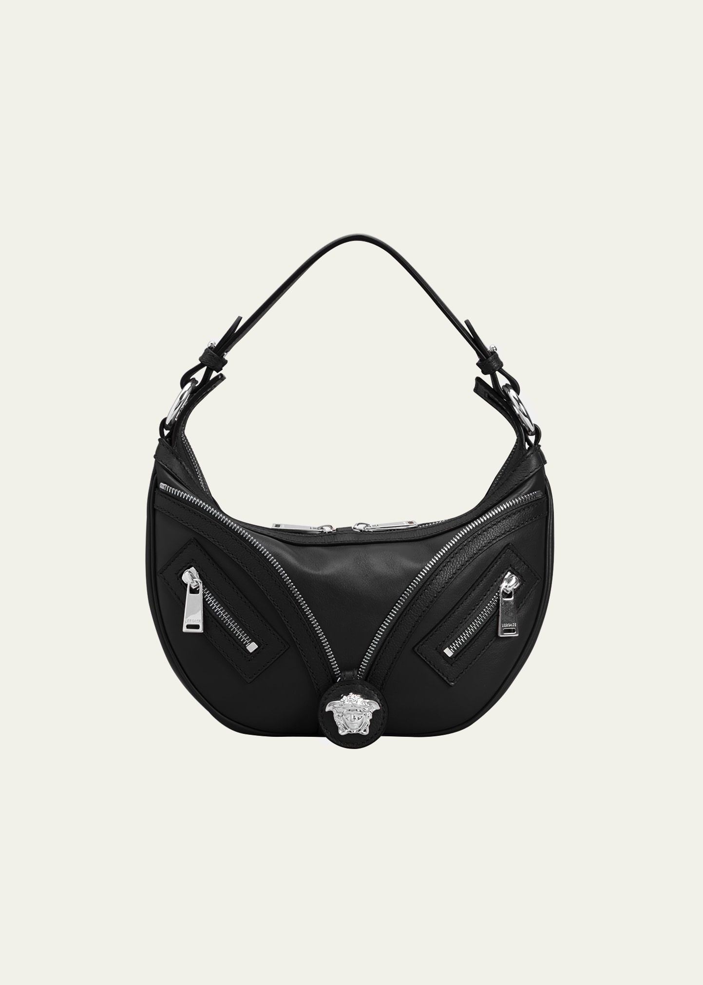 VERSACE Medium Medusa Zip Leather Hobo Bag | bergdorfgoodman