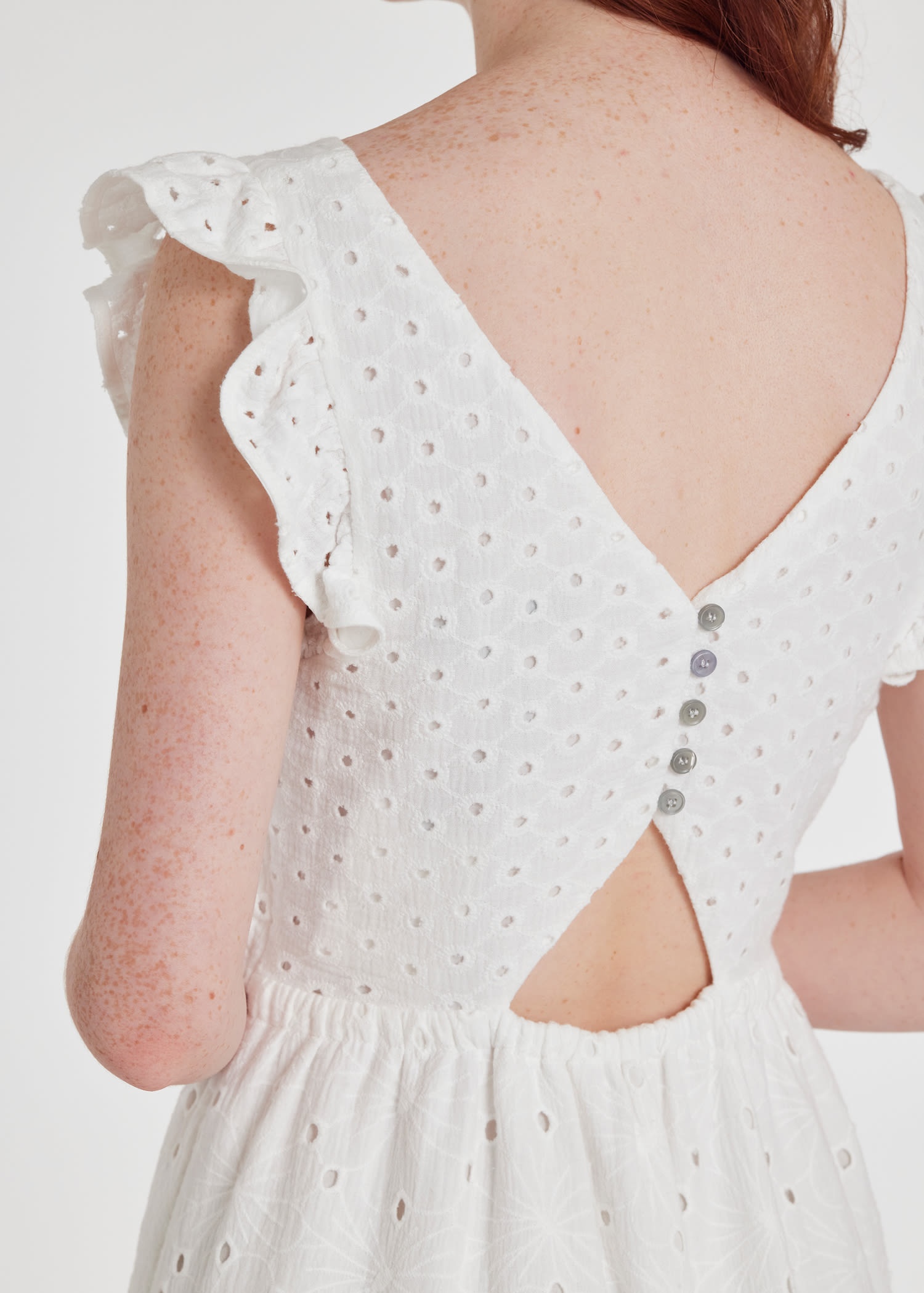 Cotton Broderie Anglaise Midi Dress - 5