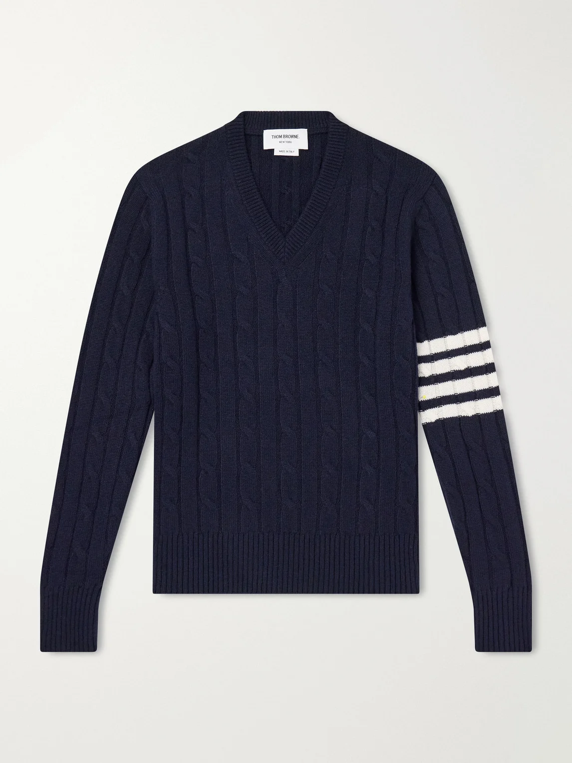 4-Bar Stripe Cable-Knit Cashmere Sweater - 1