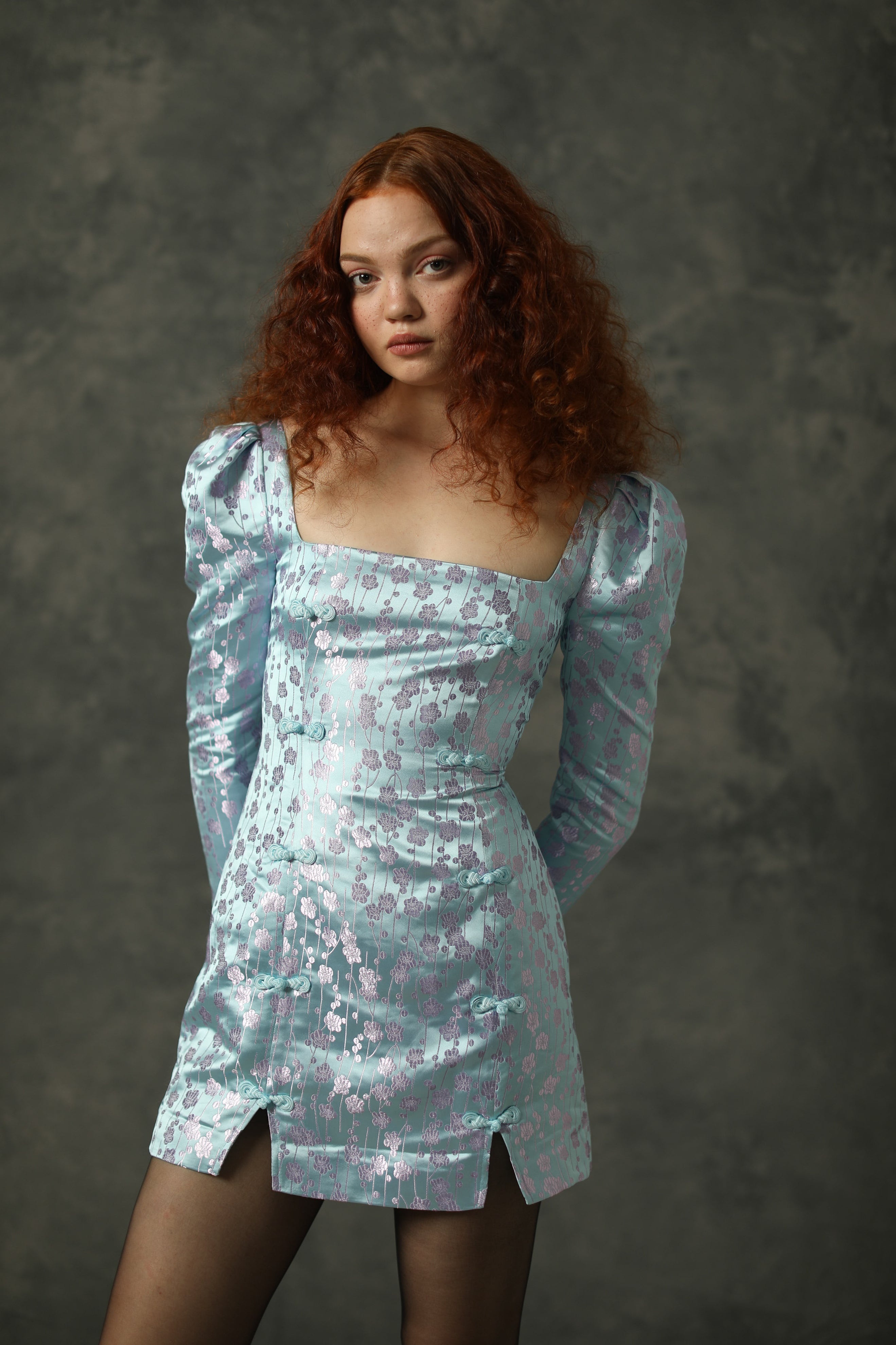 JEN CHINESE JACQUARD MINI DRESS - 2