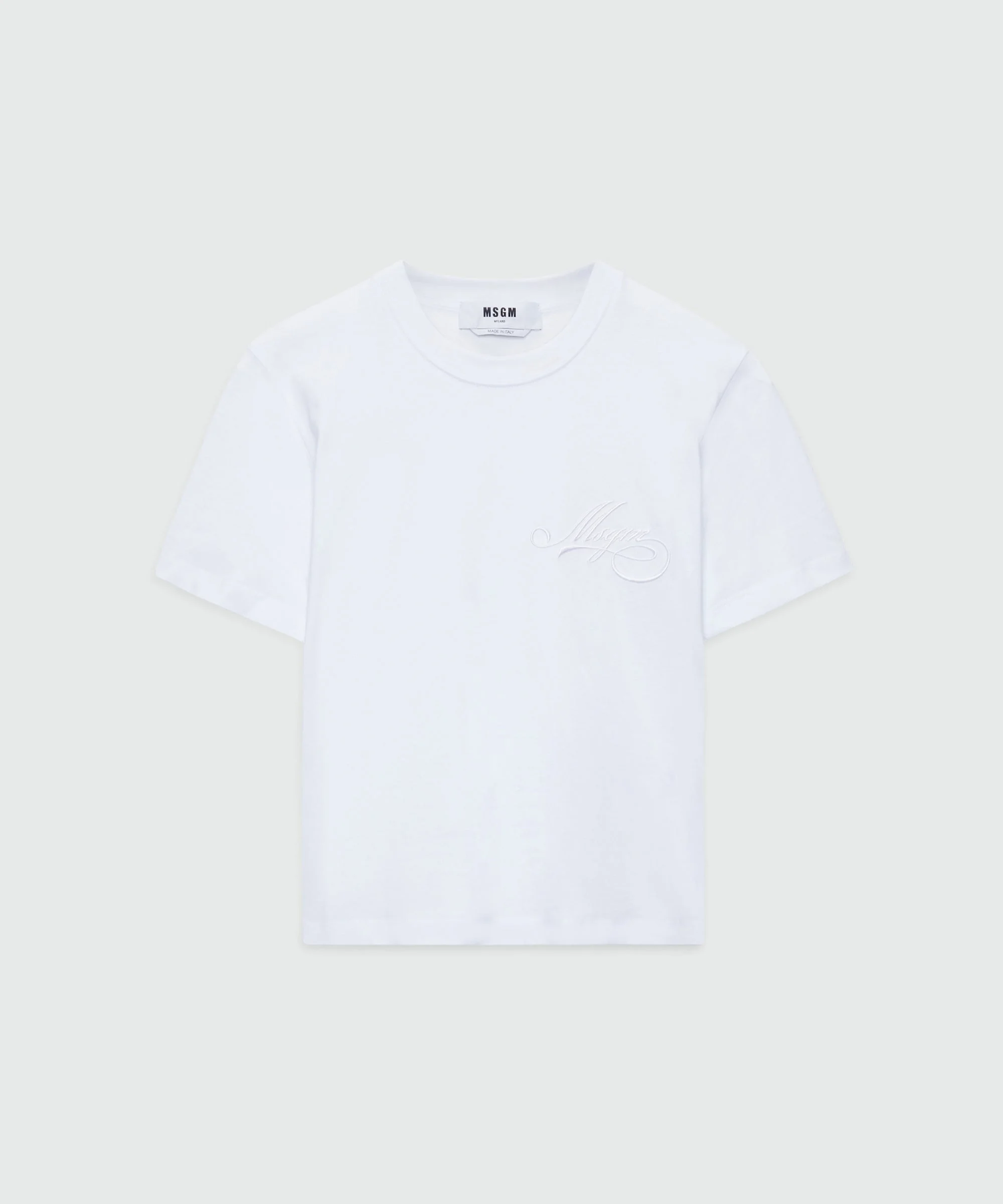 White jersey T-shirt with cursive MSGM logo - 1