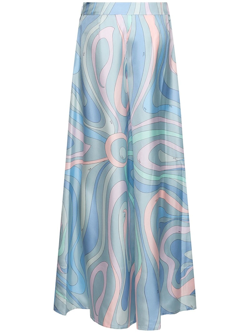 Printed silk twill wide pants - 3