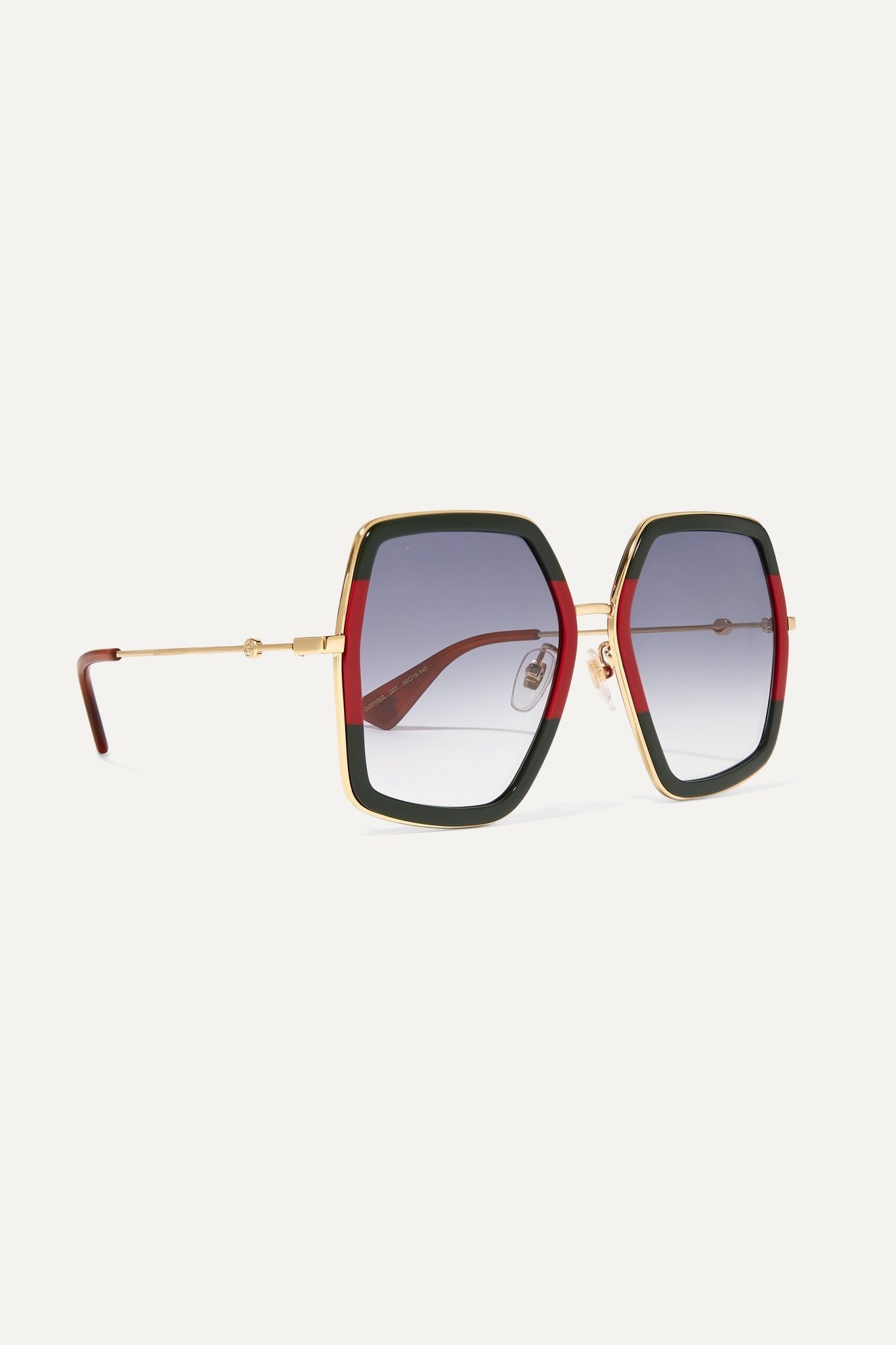 Square-frame striped acetate and gold-tone sunglasses  - 2