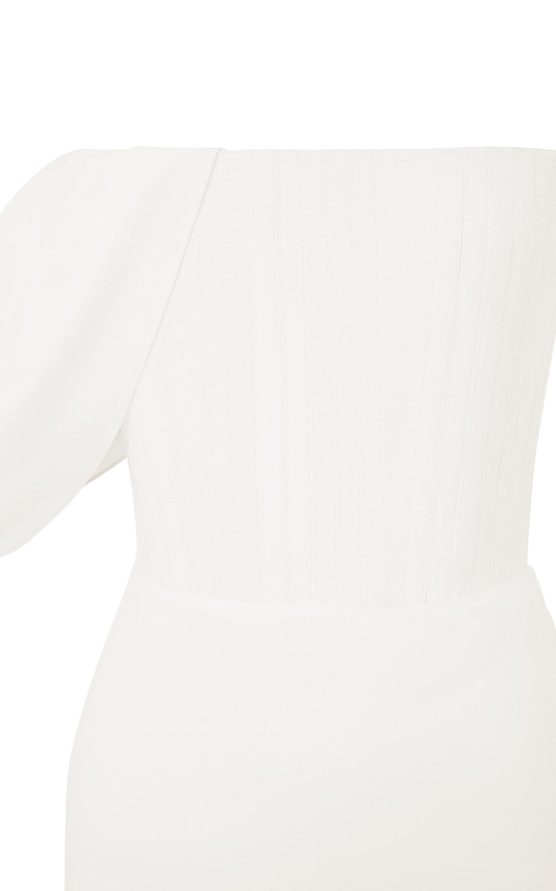 Draped Crepe Corset Midi Dress white 6