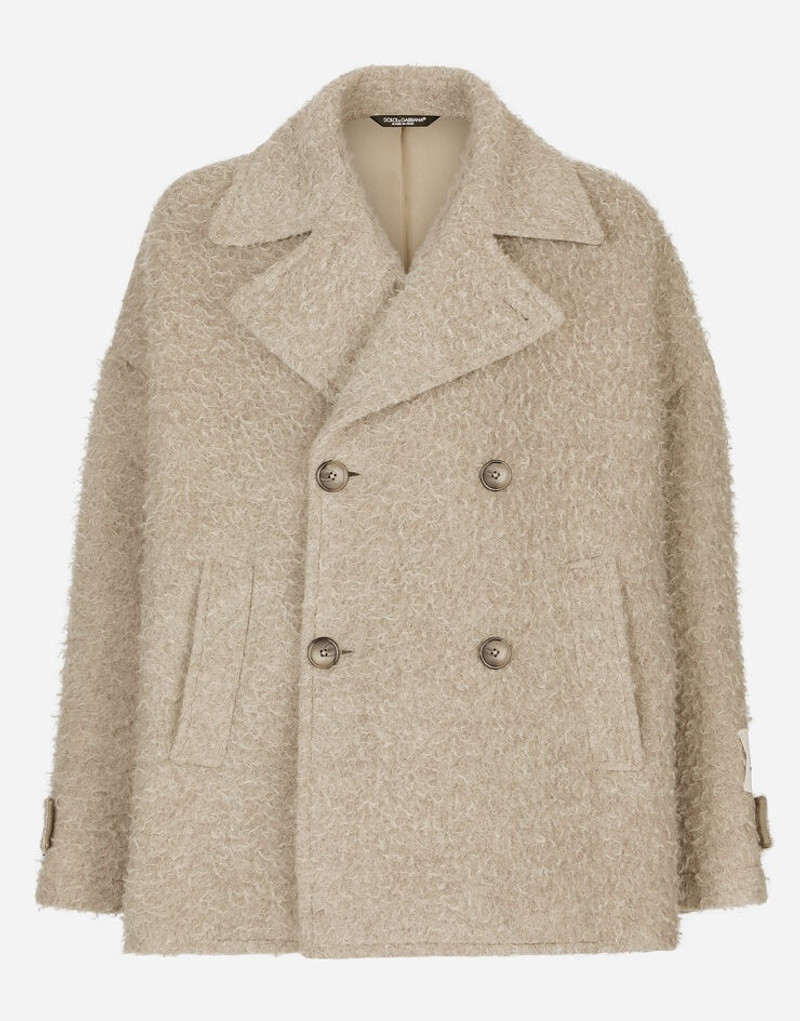 Vintage-look double-breasted wool and cotton pea coat - 1