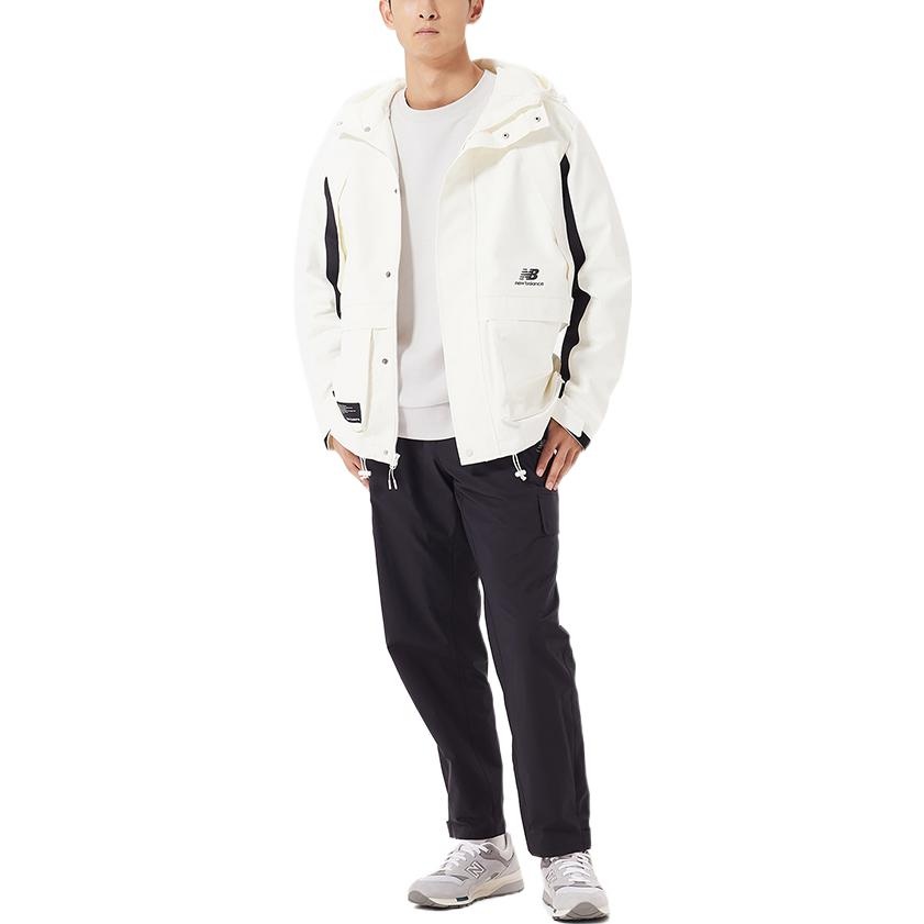 New Balance FW22 Hooded Windproof Jacket 'White Black' AMJ23320-CIC - 2