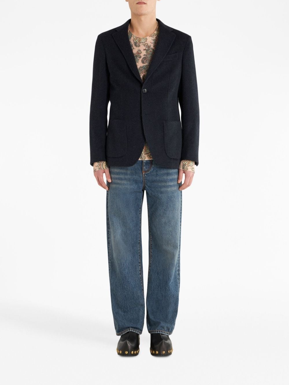 notched-lapels single-breasted blazer - 3