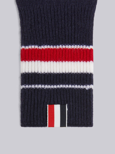 Thom Browne Navy Fine Merino Wool Multicolor Stripe Rib Gloves outlook