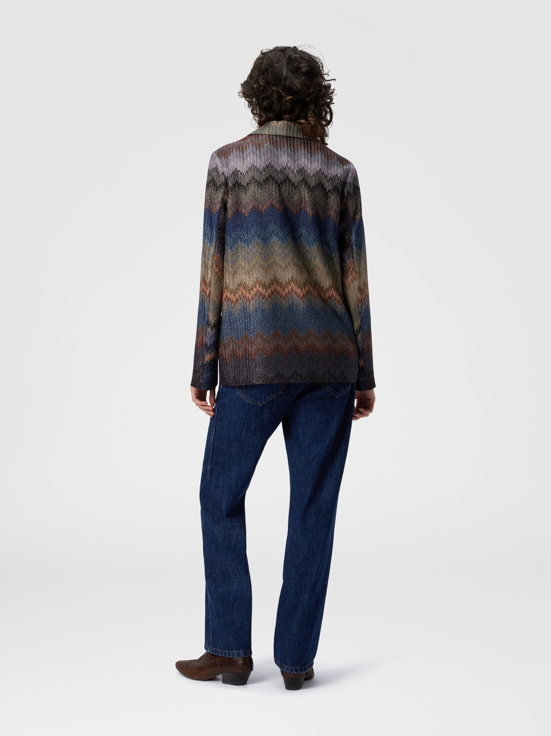Single-breasted blazer with snake pattern and lamé threads - 3