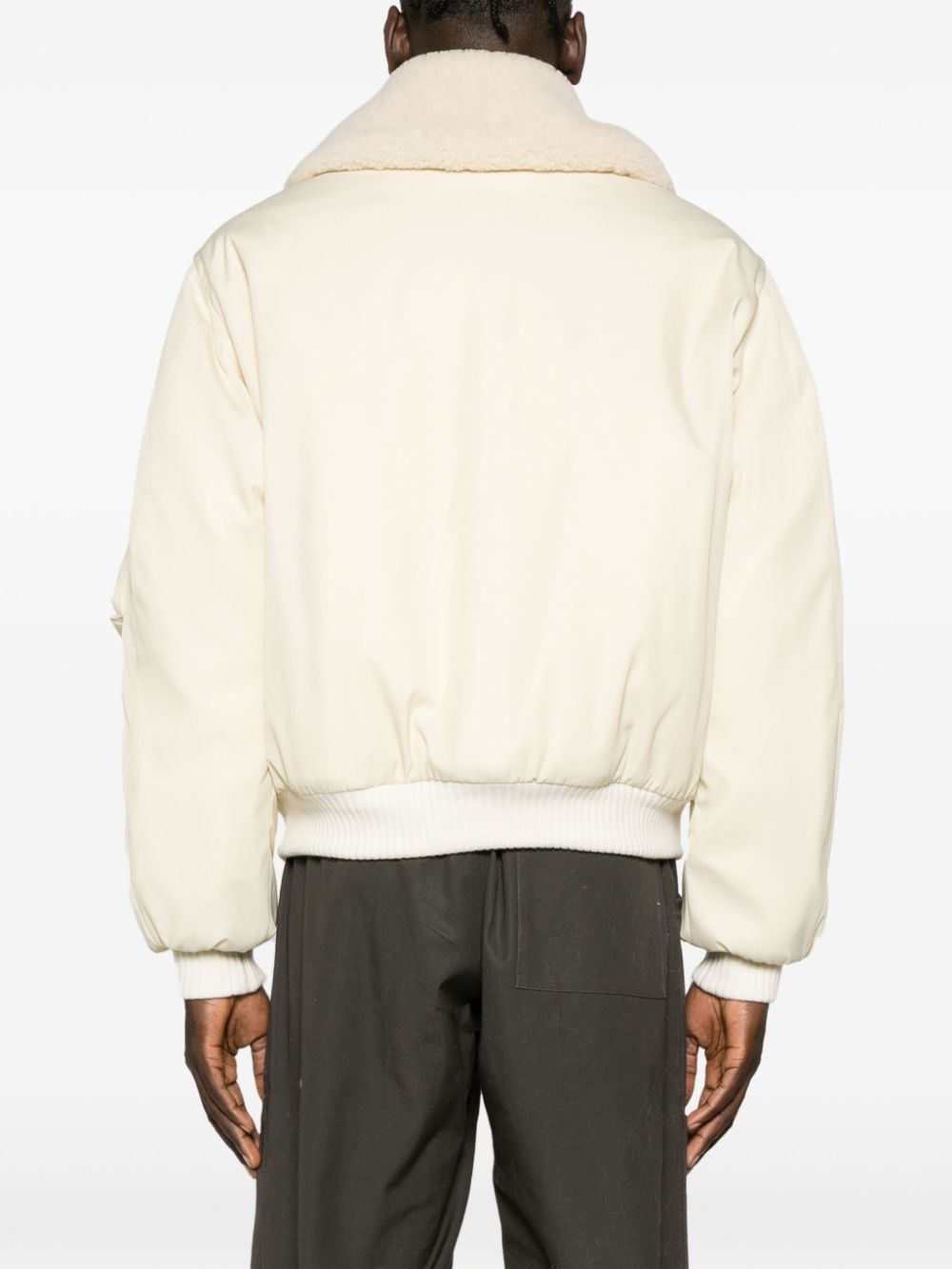 Boxy shearling-collar bomber jacket - 5