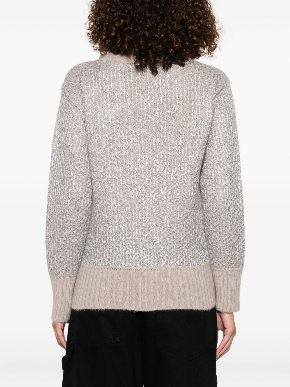 metallic-knit sweater - 4