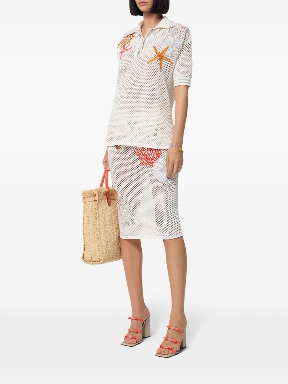 crochet-knit polo shirt - 2